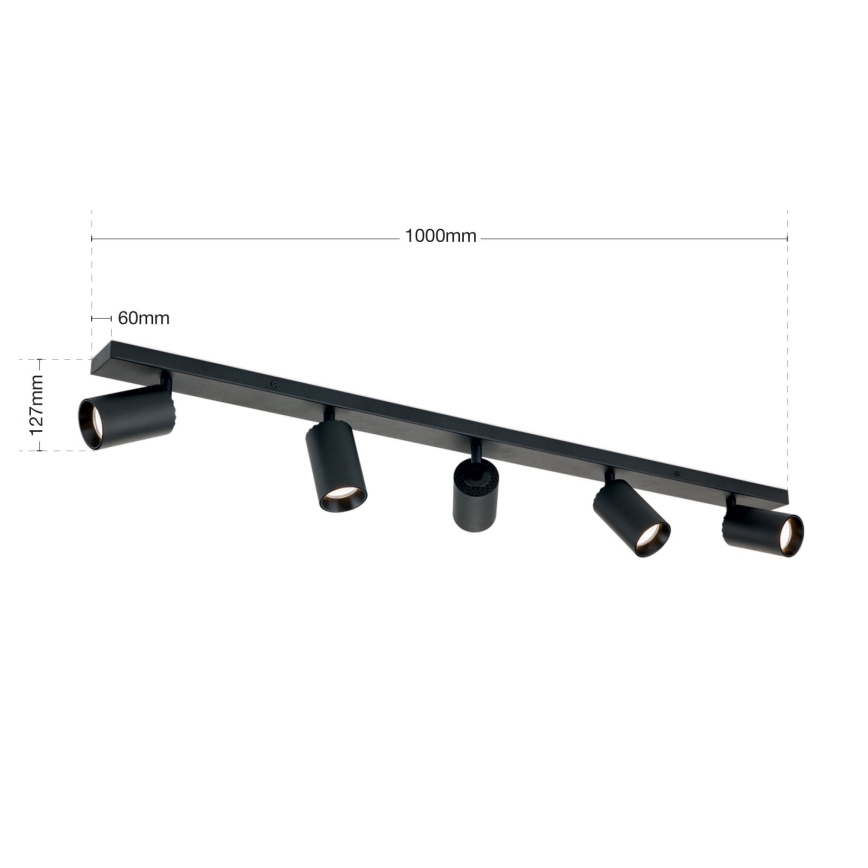 Plafonieră cu spoturi SEAN 5xGU10/13W/230V negru