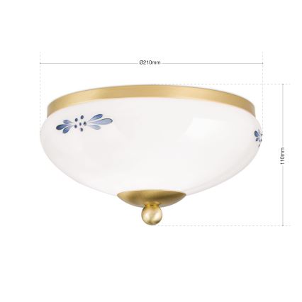 Orion - Plafonieră LANDHAUS 1xE27/60W/230V Ø 21 cm alamă/alb/albastru