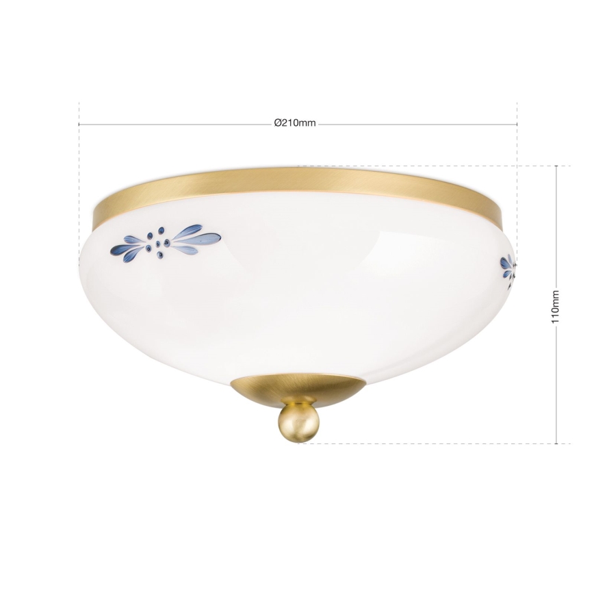 Orion - Plafonieră LANDHAUS 1xE27/60W/230V Ø 21 cm alamă/alb/albastru