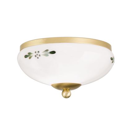 Plafonieră LANDHAUS 1xE27/60W/230V Ø 21 cm alamă/alb/verde