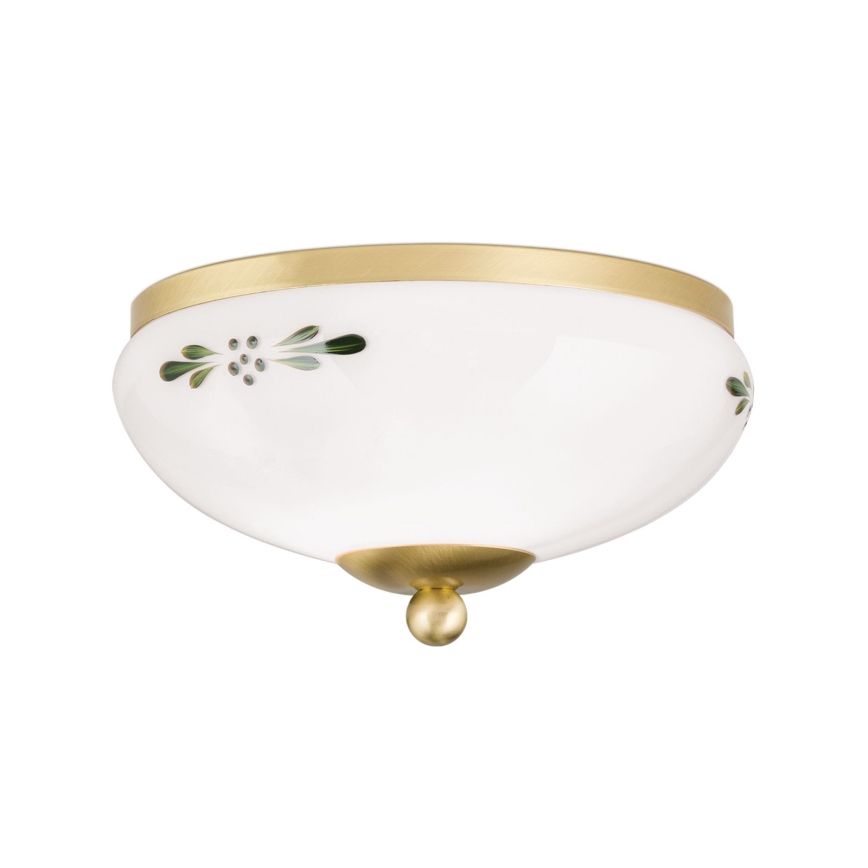 Plafonieră LANDHAUS 1xE27/60W/230V Ø 21 cm alamă/alb/verde