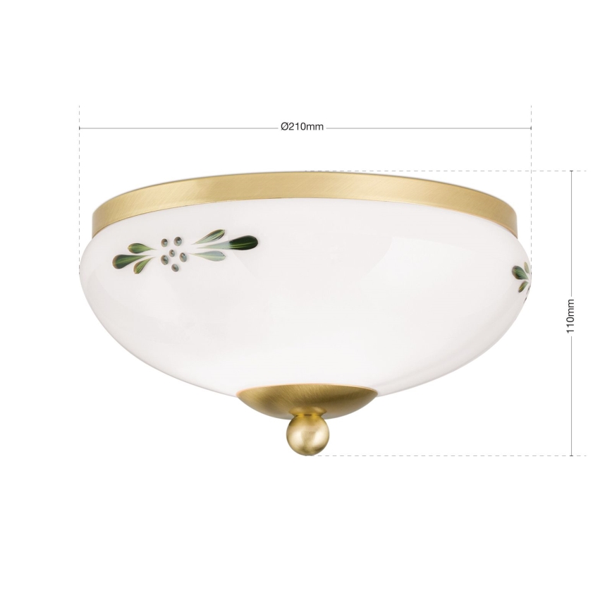 Plafonieră LANDHAUS 1xE27/60W/230V Ø 21 cm alamă/alb/verde