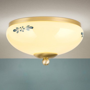 Orion - Plafonieră LANDHAUS, 1xE27/60W/230V, Ø 21 cm, alamă/bej/albastru