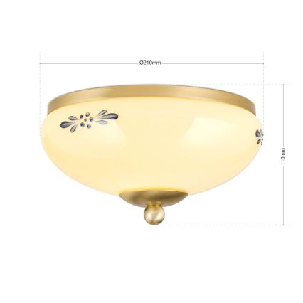 Orion - Plafonieră LANDHAUS, 1xE27/60W/230V, Ø 21 cm, alamă/bej/albastru