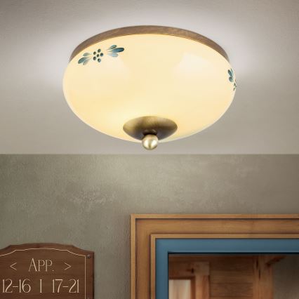 Plafonieră LANDHAUS 1xE27/60W/230V Ø 21 cm bronz/bej/albastru
