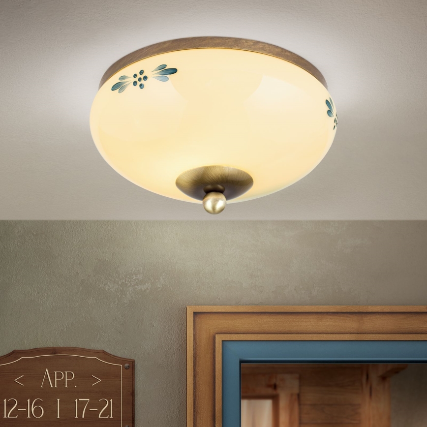 Plafonieră LANDHAUS 1xE27/60W/230V Ø 21 cm bronz/bej/albastru