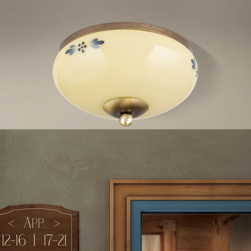 Plafonieră LANDHAUS 1xE27/60W/230V Ø 21 cm bronz/bej/albastru