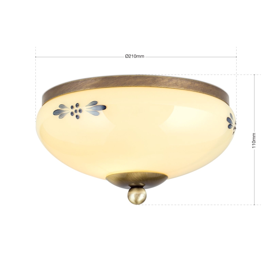 Plafonieră LANDHAUS 1xE27/60W/230V Ø 21 cm bronz/bej/albastru
