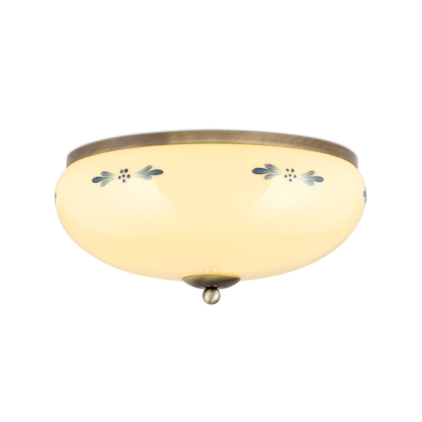 Plafonieră LANDHAUS, 3xE27/60W/230V, Ø 35 cm, bronz/bej/albastru