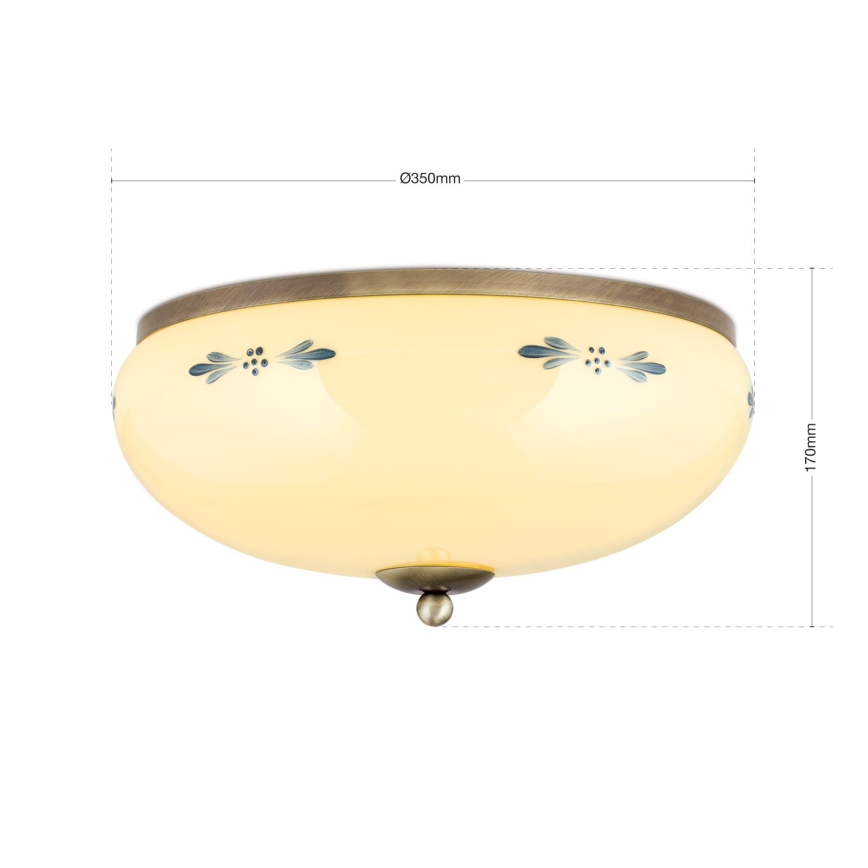 Plafonieră LANDHAUS, 3xE27/60W/230V, Ø 35 cm, bronz/bej/albastru