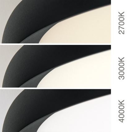 Plafonieră LED KANT, 30W/230V, 2700/3000/4000K, Ø 40 cm, neagră