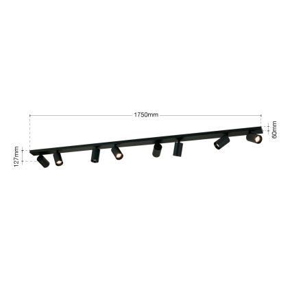 Spot aplicat SEAN 8xGU10/13W/230V negru