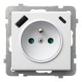 Ospel - Priză casnică fără ramă 230 V + 1x USB-A + 1x USB-C SONATA albă