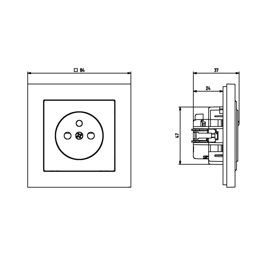 Ospel - Priză de perete fără ramă 230V + 1xUSB-A + 1xUSB-C SONATA neagră