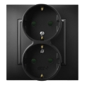 Ospel - Priză dublă casnică cu ramă Schuko 230V ARIA, neagră