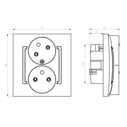 Ospel - Priză dublă de perete cu ramă 230V ARIA albă