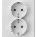 Ospel - Priză dublă de perete cu ramă Schuko 230V SONATA albă