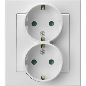 Ospel - Priză dublă de perete cu ramă Schuko 230V SONATA albă