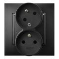 Ospel - Priză dublă de perete pentru uz casnic cu ramă, 230 V, ARIA, negru
