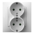 Ospel - Priză dublă de perete Schuko cu ramă, 230V, ARIA, albă