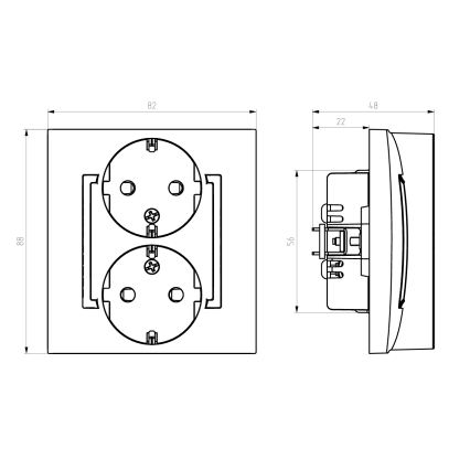 Ospel - Priză dublă de perete Schuko cu ramă, 230V, ARIA, albă