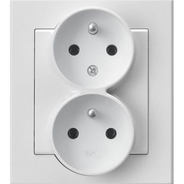 Ospel - Priză dublă pentru uz casnic, cu ramă, 230V, SONATA, albă