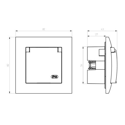 Ospel - Priză exterioară pentru locuință fără ramă SHUKO 230V ARIA IP44 neagră