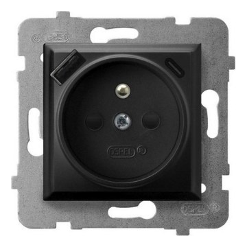 Ospel - Priză rezidențială fără ramă 230V + 1xUSB-A + 1xUSB-C ARIA neagră