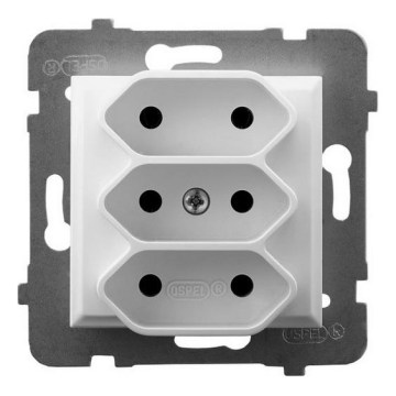 Ospel - Priză triplă pentru uz casnic, fără ramă EURO 230V ARIA albă