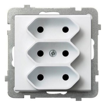 Ospel - Priză triplă rezidențială fără ramă EURO 230V SONATA albă