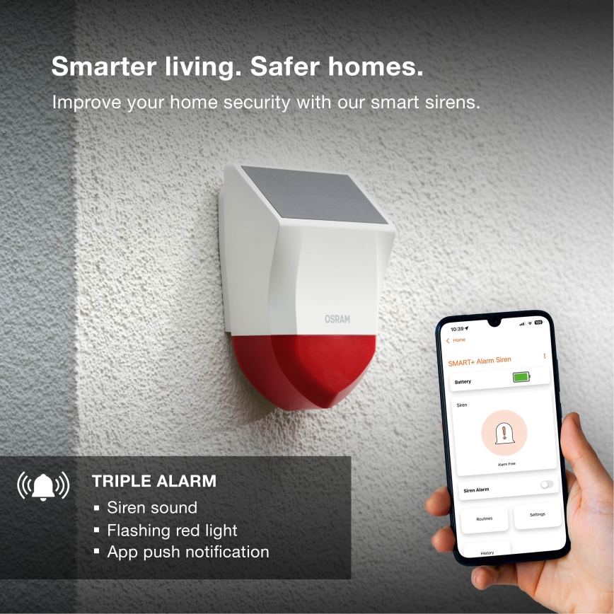 Osram - Alarmă solară de exterior SMART+ 5V IP65 Wi-Fi