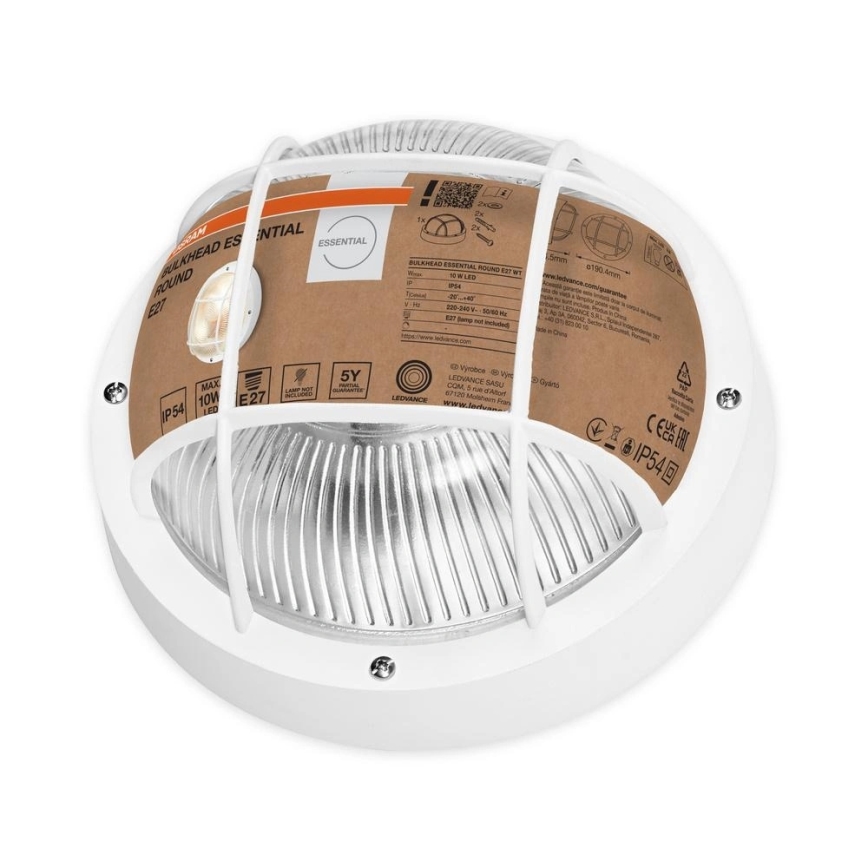Osram - Aplica de exterior BULKHEAD 1xE27/10W/230V Ø 19 cm IP54 albă