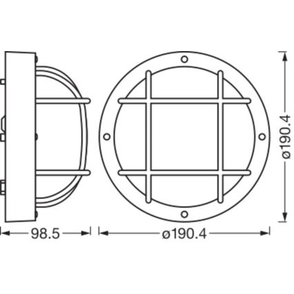 Osram - Aplica de exterior BULKHEAD 1xE27/10W/230V Ø 19 cm IP54 albă