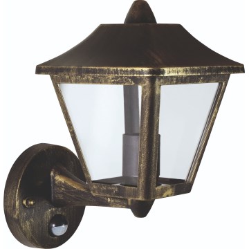 Osram - Aplica de exterior cu senzor TRADITION UP 1xE27/60W/230V IP44 patină/auriu