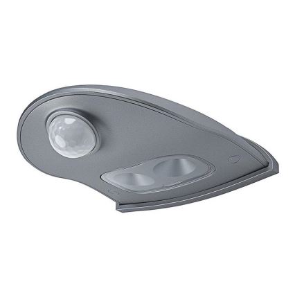 Osram - Aplica de perete LED de exterior cu senzor DOORLED, 0,5 W, 3xAA, IP54, argintie