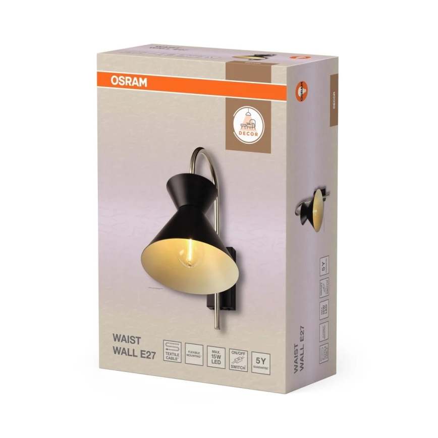 Osram - Aplica de perete DECOR WAIST 1xE27/40W/230V neagră