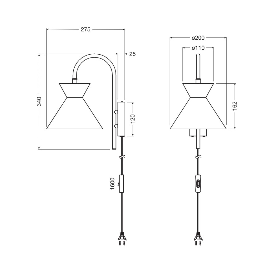 Osram - Aplica de perete DECOR WAIST 1xE27/40W/230V neagră