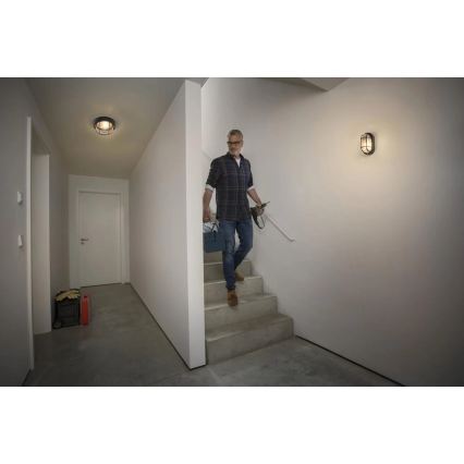 Osram - Aplică de perete pentru exterior BULKHEAD 1xE27/10W/230V Ø 19 cm IP54 neagră