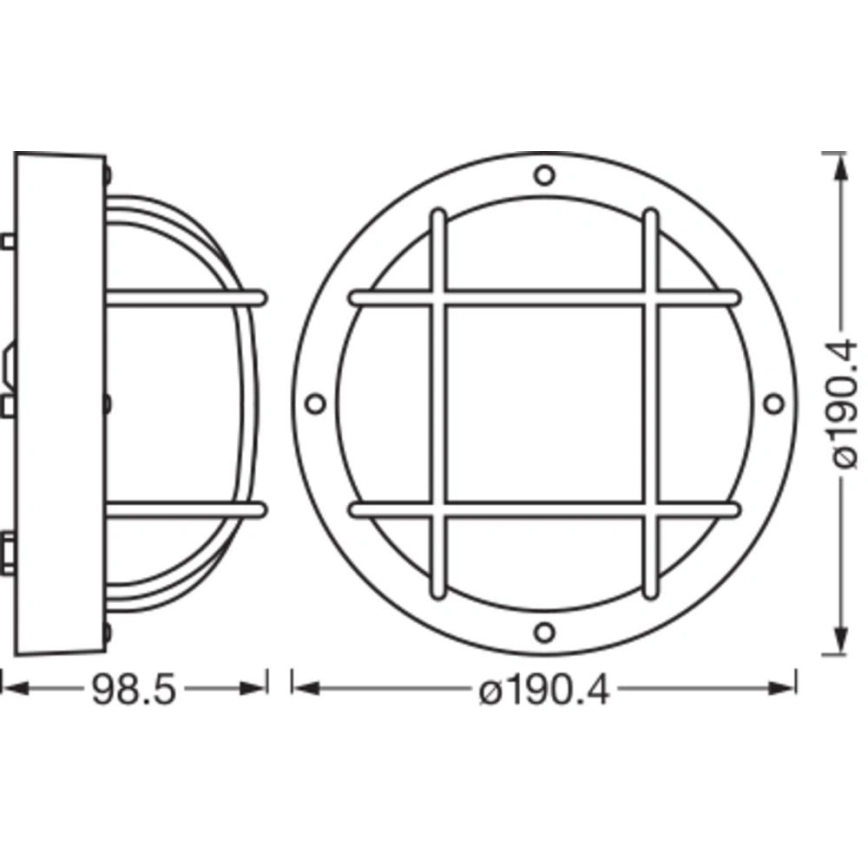 Osram - Aplică de perete pentru exterior BULKHEAD 1xE27/10W/230V Ø 19 cm IP54 neagră