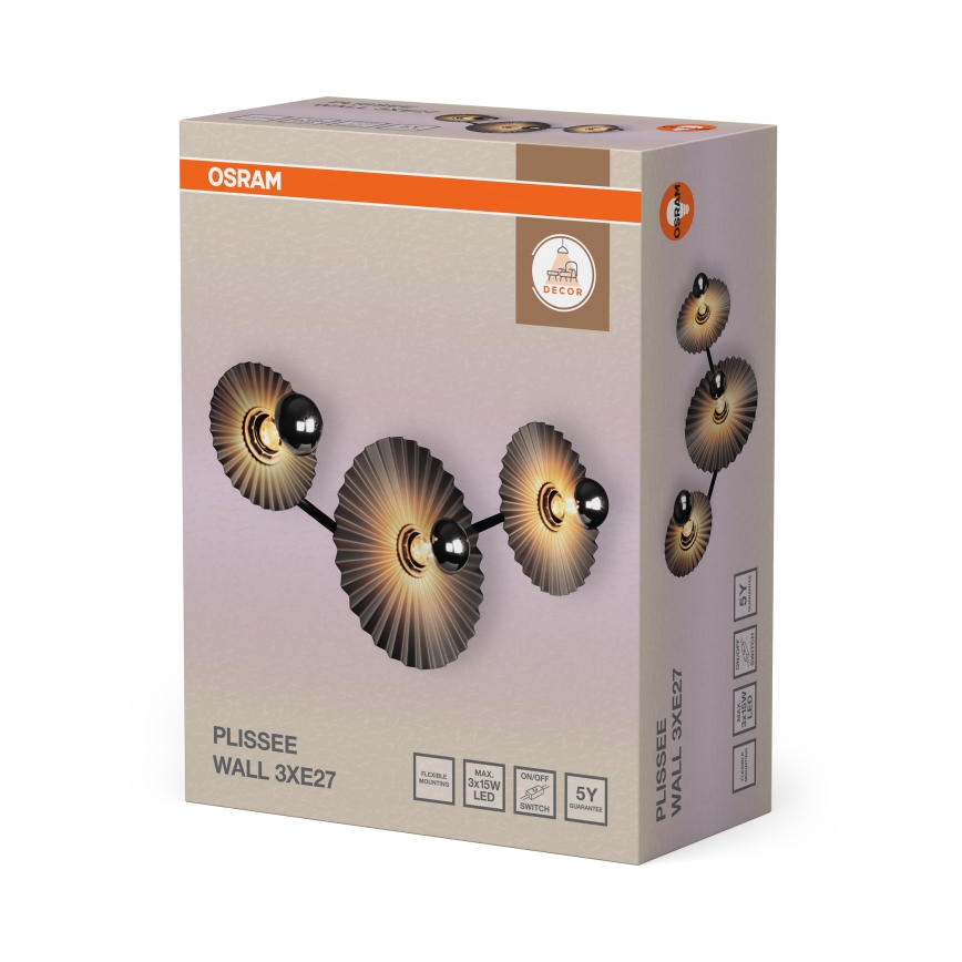 Osram - Aplica de perete PLISSEE 3xE27/15W/230V antracit