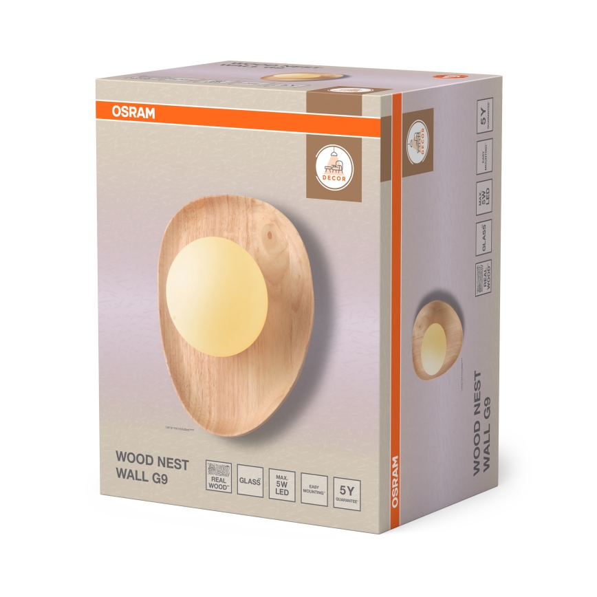 Osram - Aplică de perete WOOD NEST 1xG9/5W/230V, lemn de cauciuc