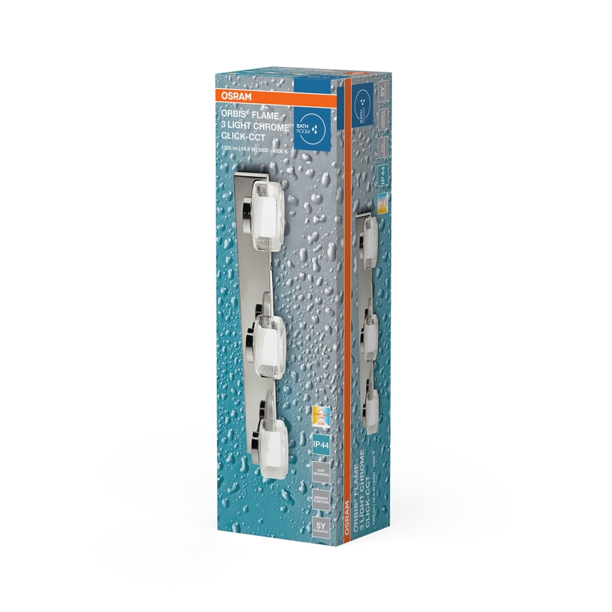 Osram - Aplica LED de perete pentru baie ORBIS FLAME 3xLED/5,5W/230V 3000/4000K IP44 crom lucios