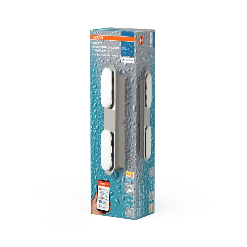 Osram - Aplică de perete LED reglabilă pentru baie SMART+ DUPLO LED/15W/230V 3000-6500K IP44 Wi-Fi