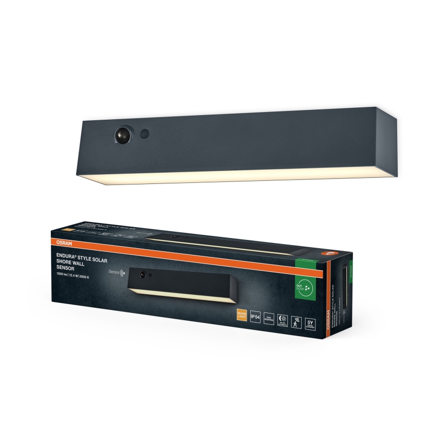 Osram - Aplica LED solară de perete cu senzor ENDURA STYLE LED/12,4W/4,2V 2000 mAh IP54 antracit