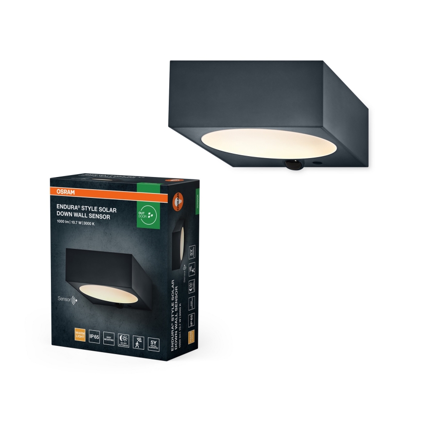 Osram - Lampă solară de perete LED dimabilă cu senzor ENDURA STYLE LED/10,7W/4,2V 2000 mAh IP65 antracit