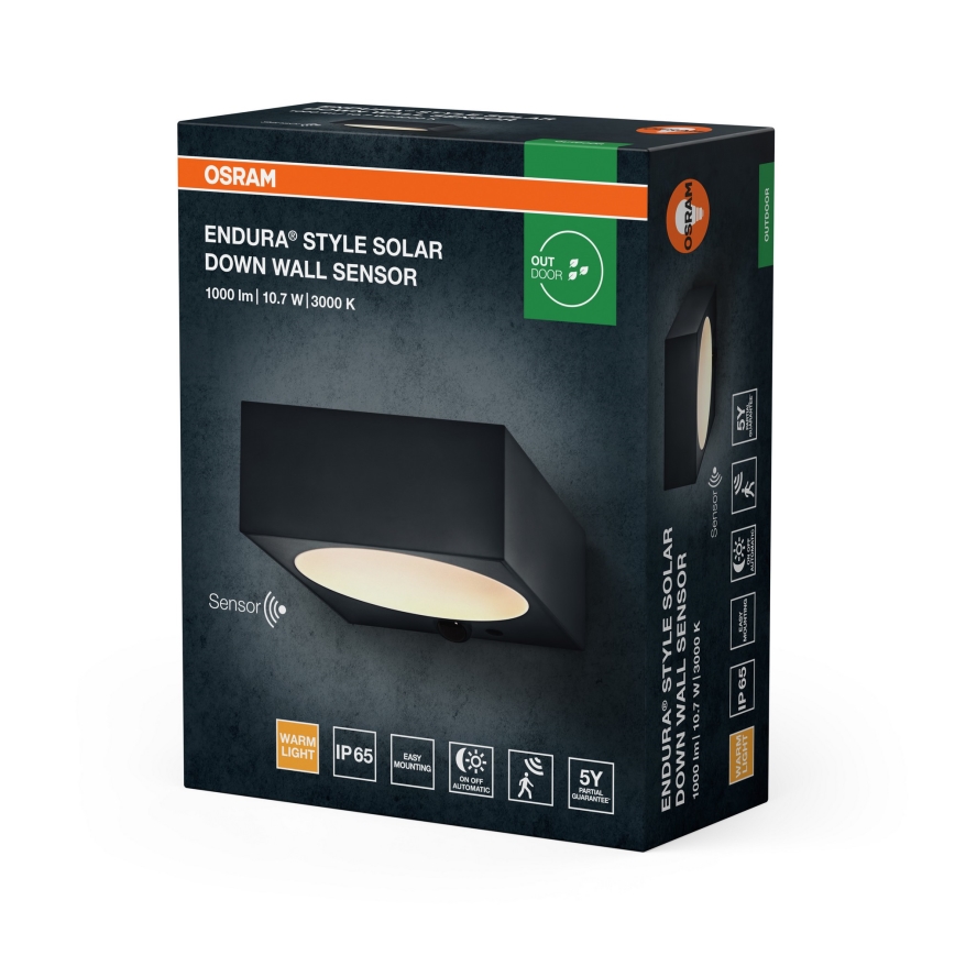 Osram - Lampă solară de perete LED dimabilă cu senzor ENDURA STYLE LED/10,7W/4,2V 2000 mAh IP65 antracit