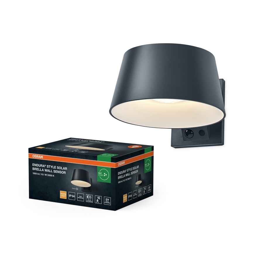 Osram - Aplică LED solară de perete cu senzor ENDURA STYLE LED/10,1W/4,2V 2000 mAh IP54 antracit
