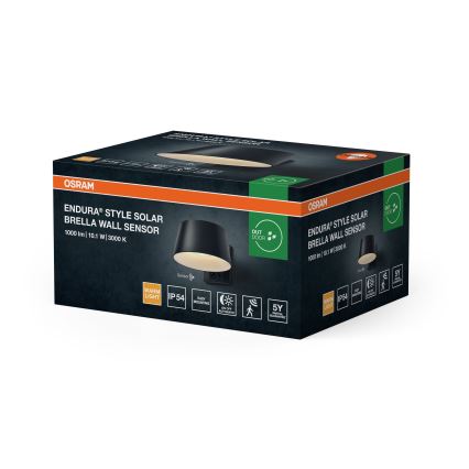 Osram - Aplică LED solară de perete cu senzor ENDURA STYLE LED/10,1W/4,2V 2000 mAh IP54 antracit