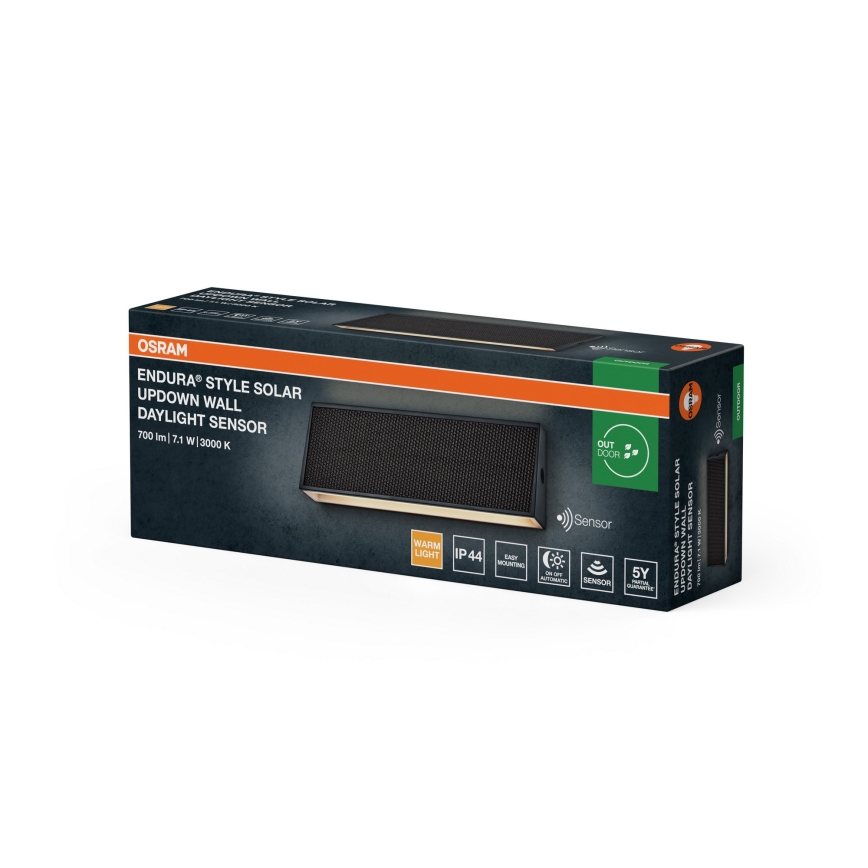 Osram ENDURA STYLE - Lampă solară de perete LED reglabilă, 7,1 W / 4,2 V, 2000 mAh, IP44, antracit