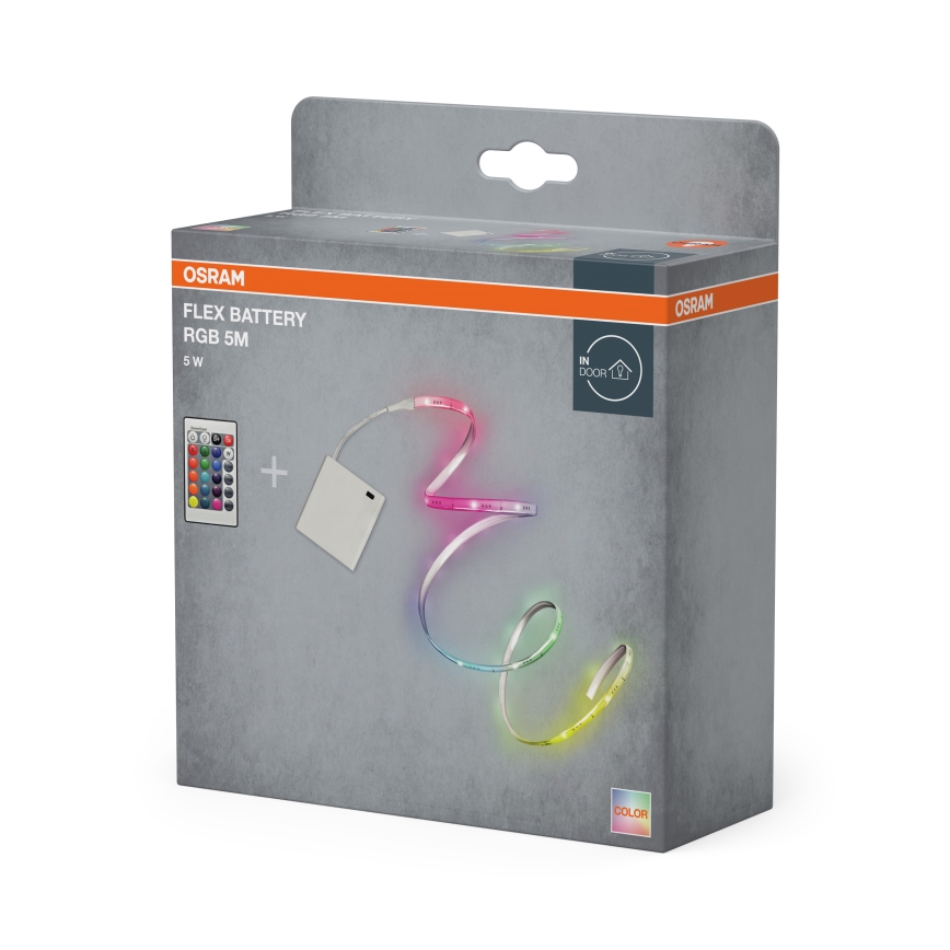 Osram - bandă LED RGB reglabilă FLEX BATTERY 5m LED/5W/4xAA + telecomandă